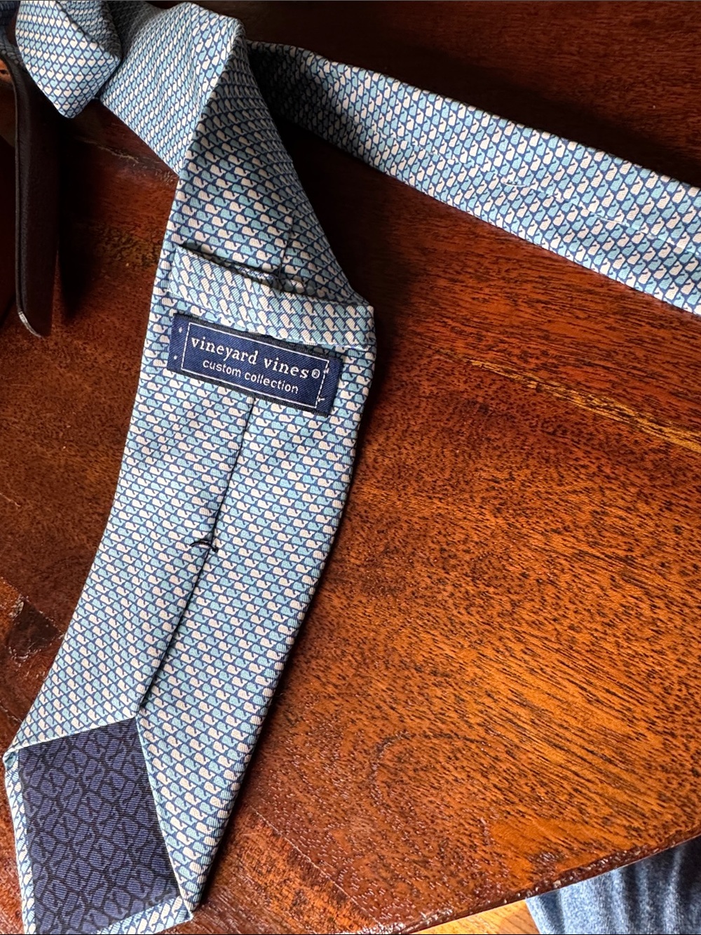 Vineyard Vines Light Blue & White Micro Whale Silk Tie